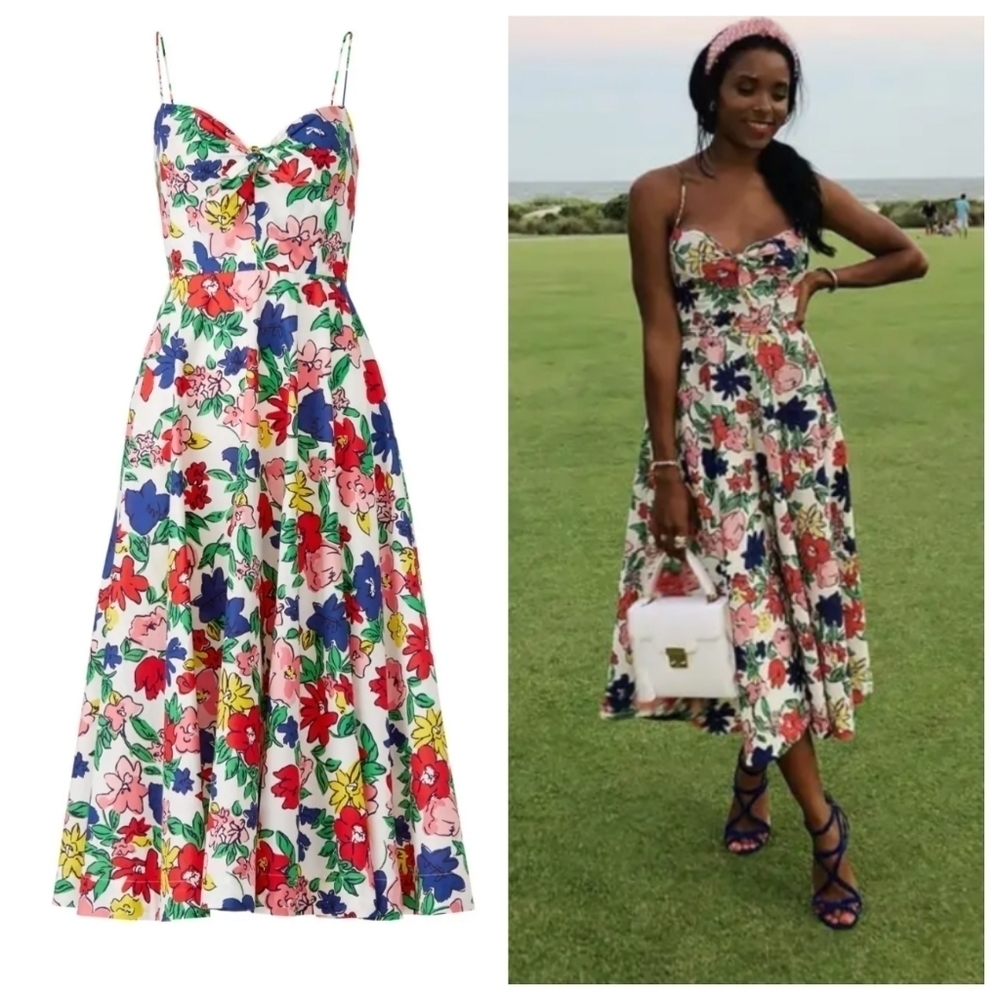 TARA JARMON Multi Floral Tie Front Midi Dress